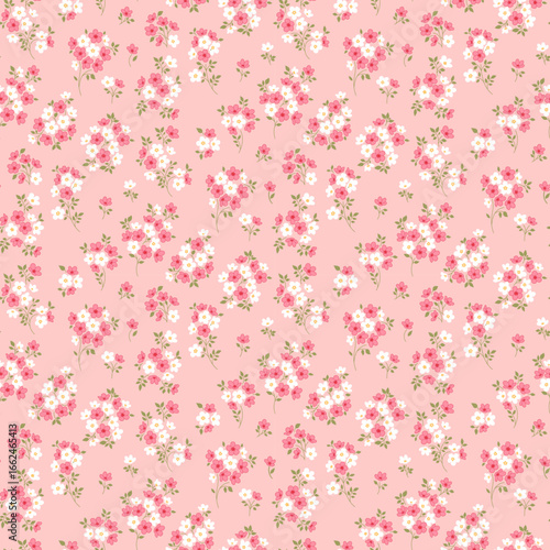 Flower pattern. Ditsy floral seamless pattern. Small little flower background. Repeat pattern. Ditsy print. Botanic surface design. Ditsy floral flower pattern for fashion, fabric, wrapping, decor