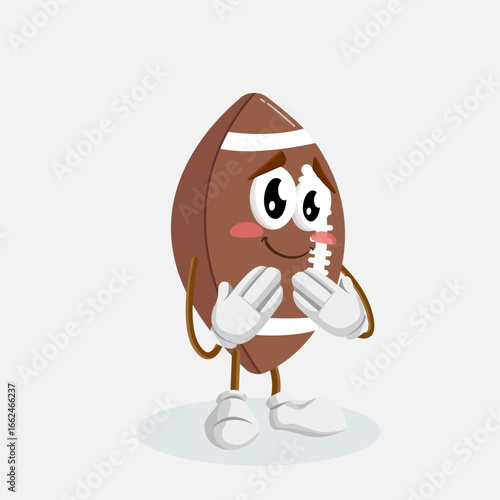 Modest American Football Character Mascot Making Heart Gesture and Showing Kindness