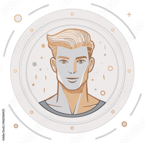 Skincare treatment man with facial mask and modern hair