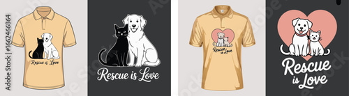 Polo Shirts Featuring Dog and Cat Rescue is Love Designs Collection