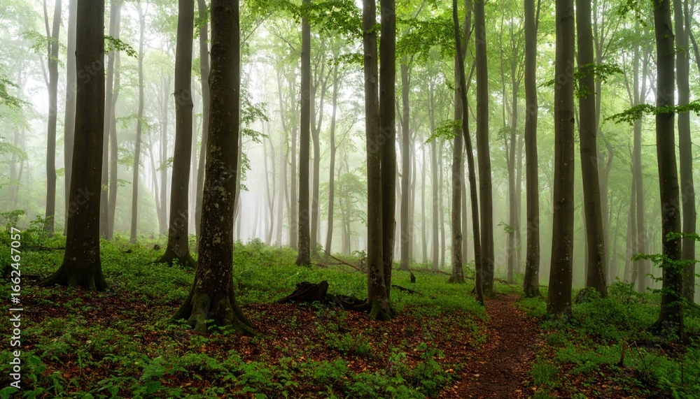 Obraz premium Misty Forest Pathway