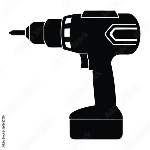 Black cordless power drill silhouette power tool