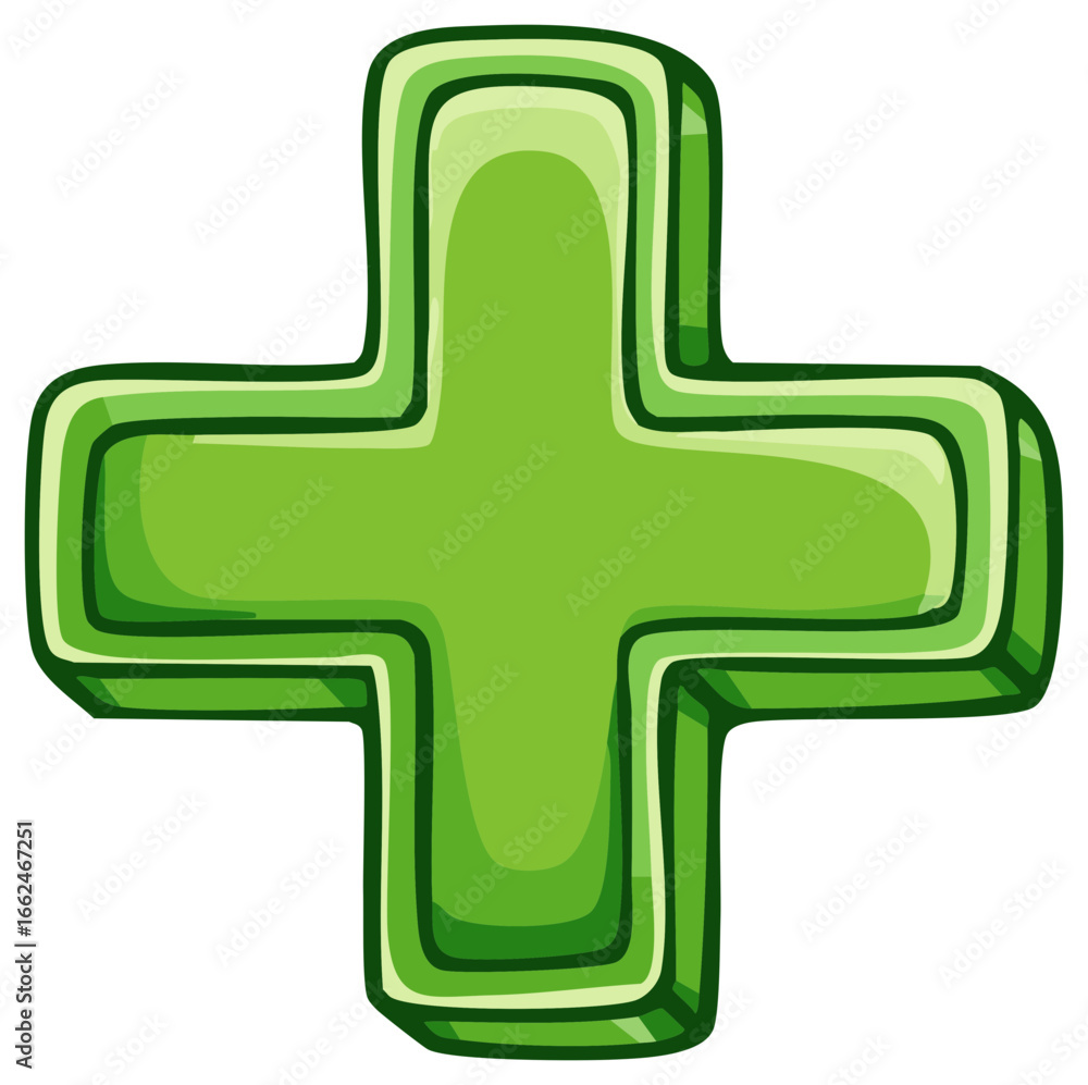 Fototapeta premium Stylized Plus Sign Icon Green Medical Health Care Symbol