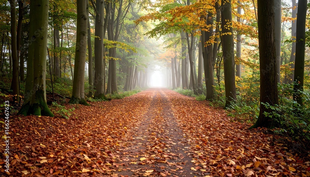 Fototapeta premium Misty Autumn Forest Pathway