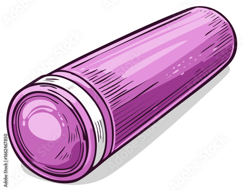 Purple personal massager intimate device with white stripe illustration