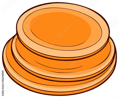 Stack of bright orange clay pigeon targets, an illustration