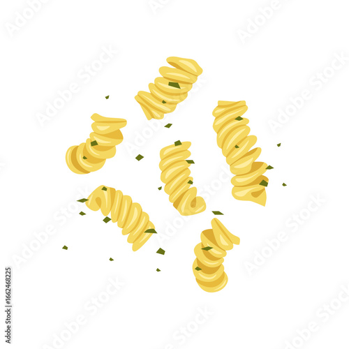 Pasta fusilli isolated in white
