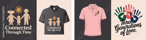 TShirt Designs Featuring Family Connections and Generational Love in Unique Artistic Styles and Concepts