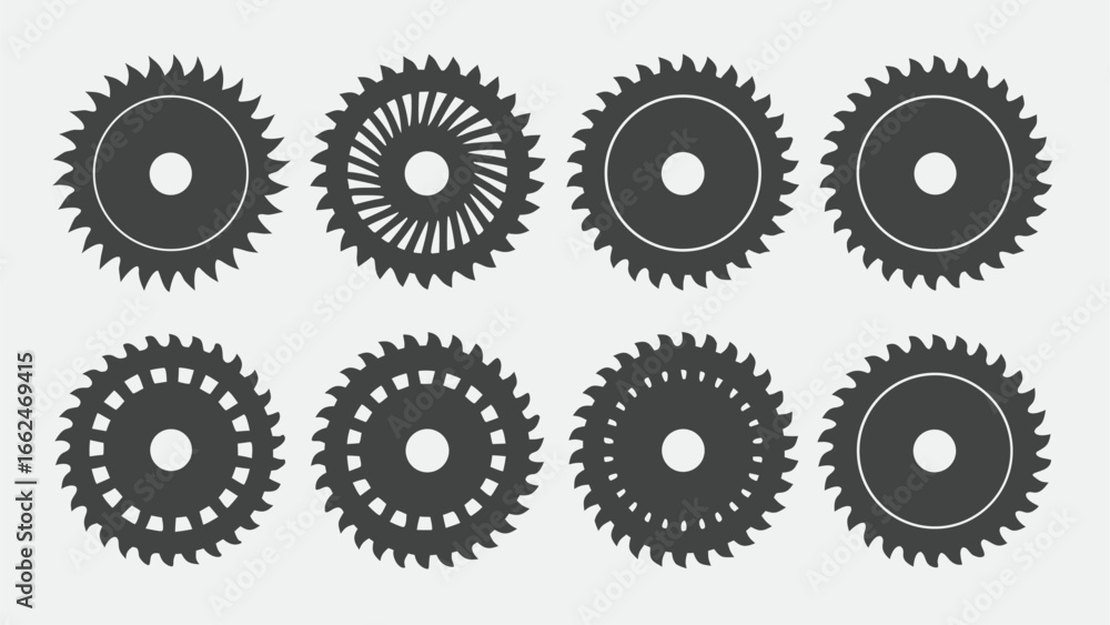 Obraz premium Circular saw blades arranged in a grid cutting tools