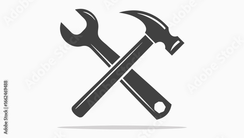 Crossed wrench and hammer icon tool repair