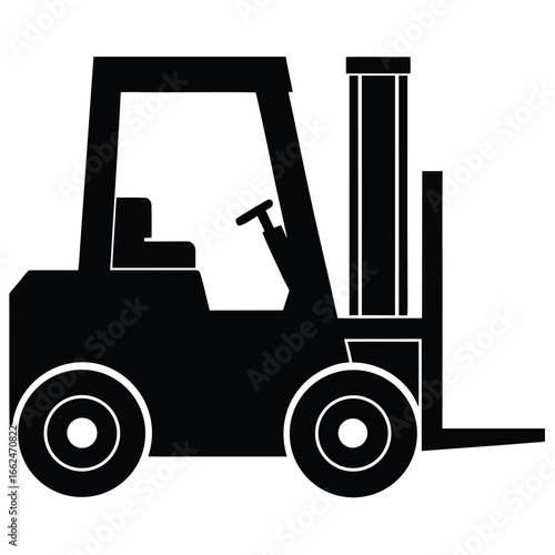 Vector art of forklift truck, a versatile vehicle used in various industries for lifting and transporting heavy materials efficiently