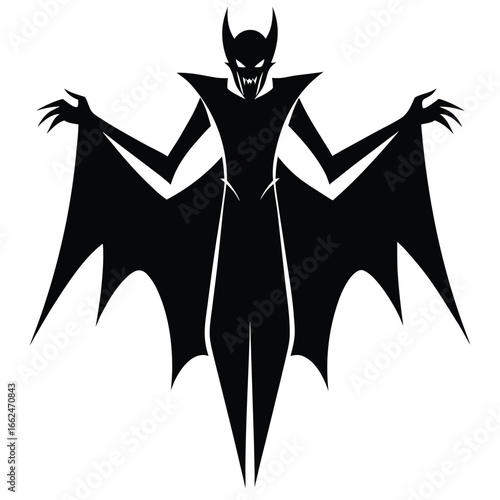 Scary vampire bat creature with sharp fangs and claws