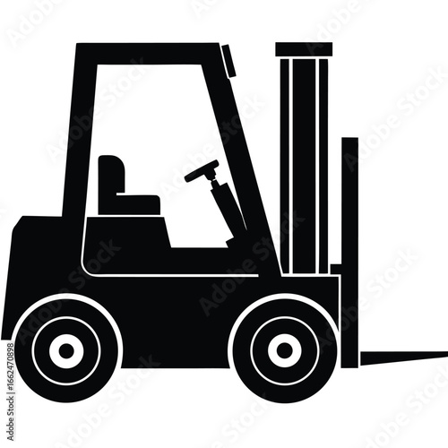 Vector art of forklift truck, a versatile vehicle used in various industries for lifting and transporting heavy materials efficiently