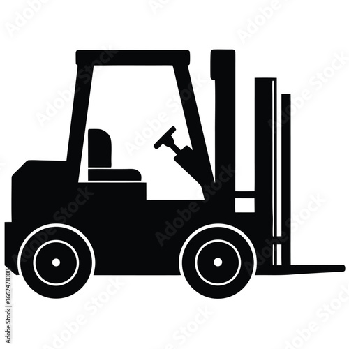 Vector art of forklift truck silhouette, a vehicle used in industry for lifting and moving materials