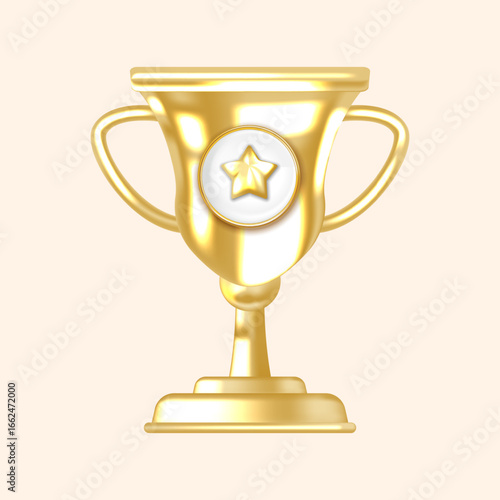 Radiant Gold Award Cup Featuring Star Symbol Perfect for Certificates and App Icons