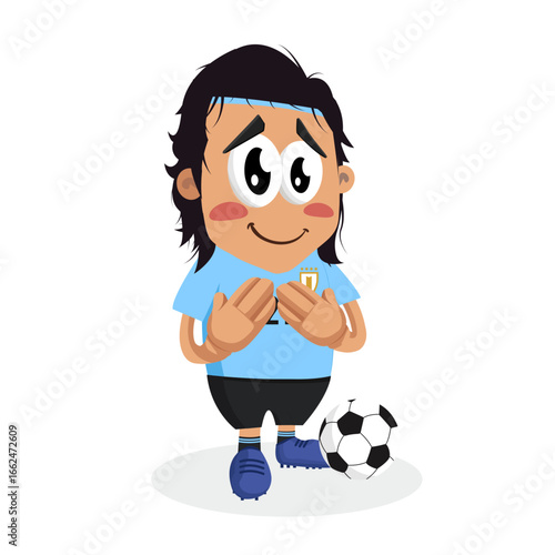 Blue Soccer Player Blushing With A Very Shy And Innocent Expression
