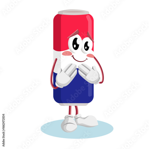 Shy Soda Can Character Blushing Red Because He Feels Very Embarrassed