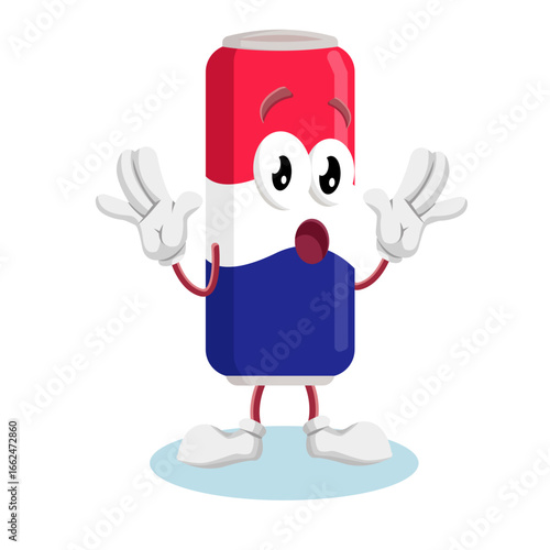 Shocked Soda Can Character With A Surprised Expression And Wide Eyes