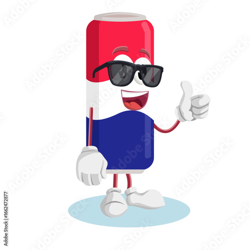 Cool Soda Can Mascot Wearing Dark Sunglasses And Looking Very Stylish