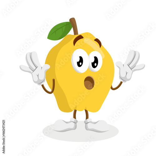 Surprised Yellow Lemon Fruit Mascot with Shocked Expression
