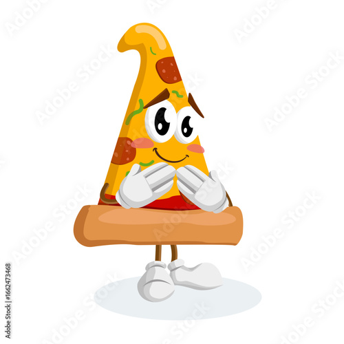 Confused Pizza Slice Character Thinking or Wondering