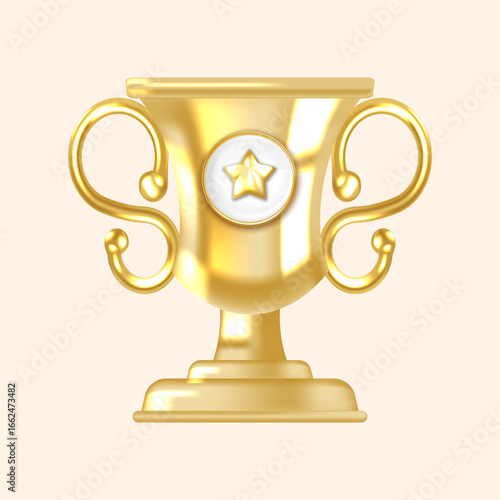Brilliant Gold Champion Cup with Star Emblem Best for Competitions and Premium UI