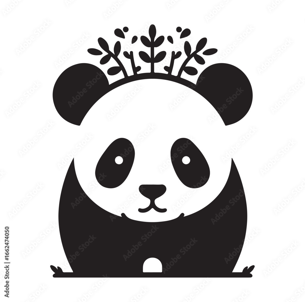 Obraz premium Minimal Panda AI Logo – Cute & Clean Vector Design