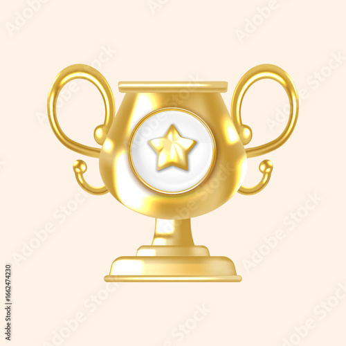 Stylish Gold Trophy with Decorative Star Symbol Perfect for Sports Badges and Digital Medals