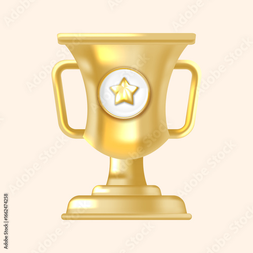 Classic Gold Cup Featuring Star Emblem Best for Apps Games and Achievement Graphics