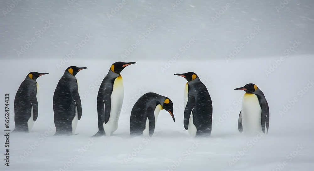Fototapeta premium Penguins in snowy landscape
