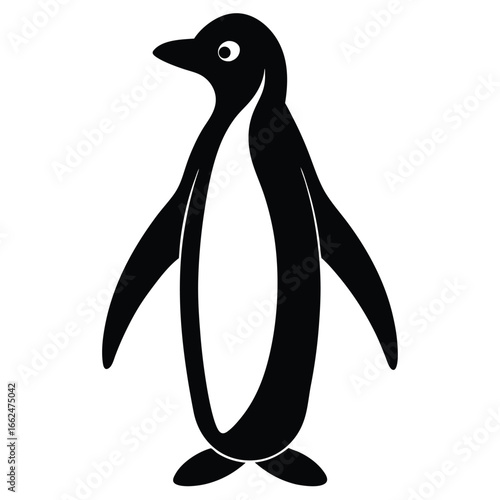 Vector art of a charming penguin stands upright, its endearing form capturing the essence of polar life a simple vector illustration