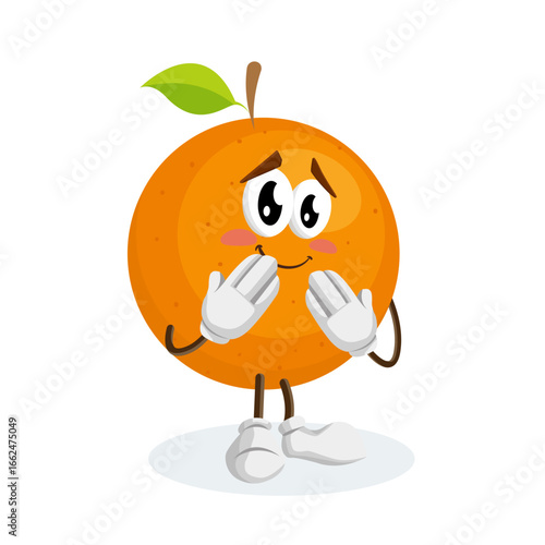 Crying Orange Fruit Character Mascot Feeling Sad and Disappointed