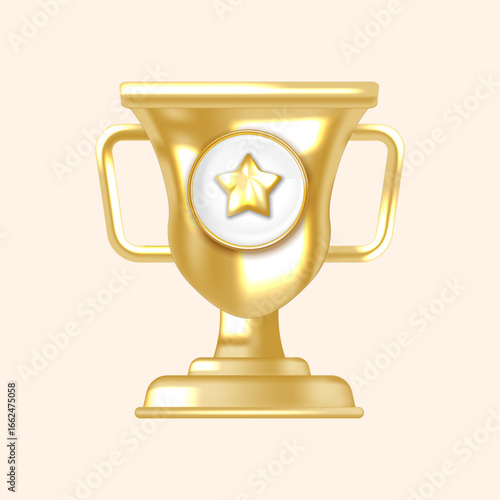 Shiny Gold Award Cup with Central Star Ideal for App Icons and Success Certificates