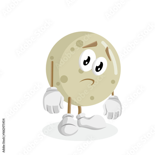 A sad and droopy moon character, with a slumped posture and a frowning expression. It conveys a feeling of being down or disappointed
