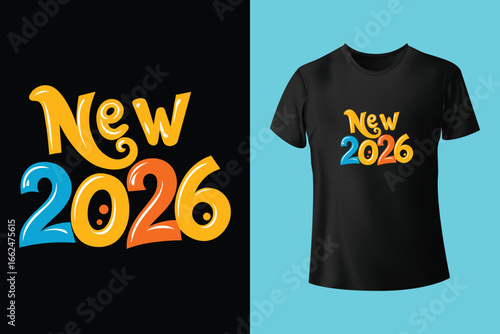 Happy new year Christmas calligraphy t shirt design