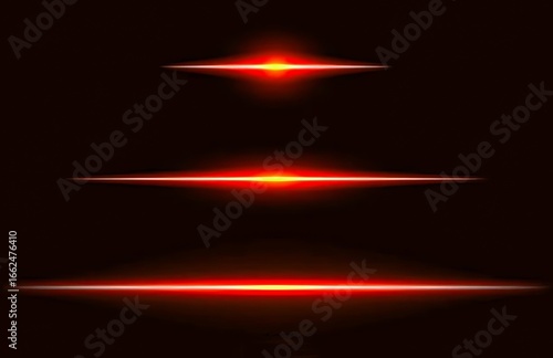 : Abstract red glowing light horizontal lines on dark background