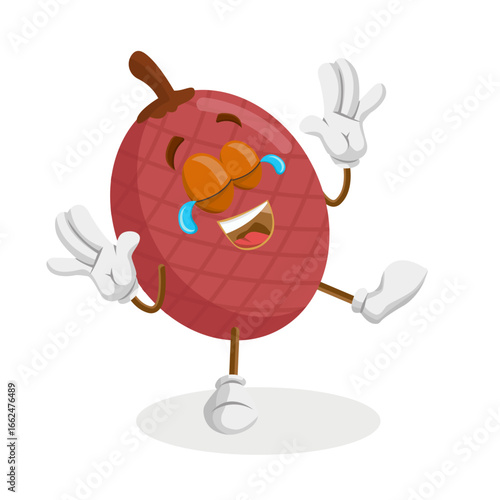 A Ita palm character laughing hysterically, with tears streaming from its eyes. It's an expression of extreme joy and amusement