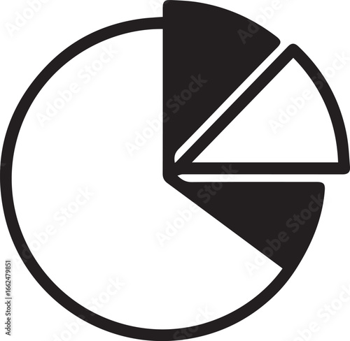 Dynamic pie chart graphic for business presentations and data analysis reports, illustrating market share and growth potential in a clear, concise way