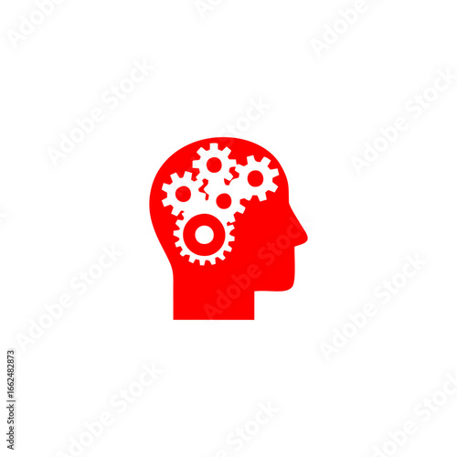 human head silhouette with gears