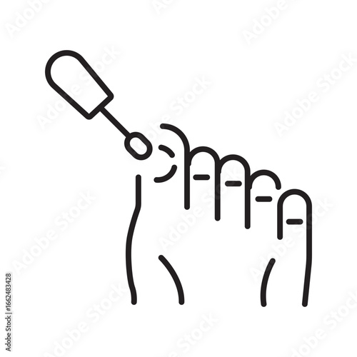 Foot receiving a pedicure icon perfect for beauty salons, nail spas, beauty products, and cosmetic advertisements on social media.