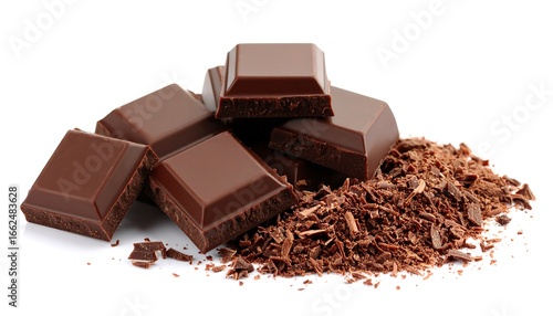 Dark chocolate squares and shavings