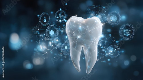 Digital Tooth Model with Futuristic Medical Interface
