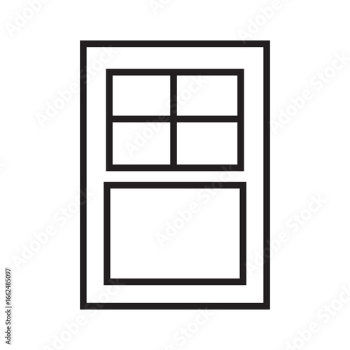 Minimalist black outline of a rectangular window. Suitable for architectural designs, logo branding, home dcor, and graphic illustrations.