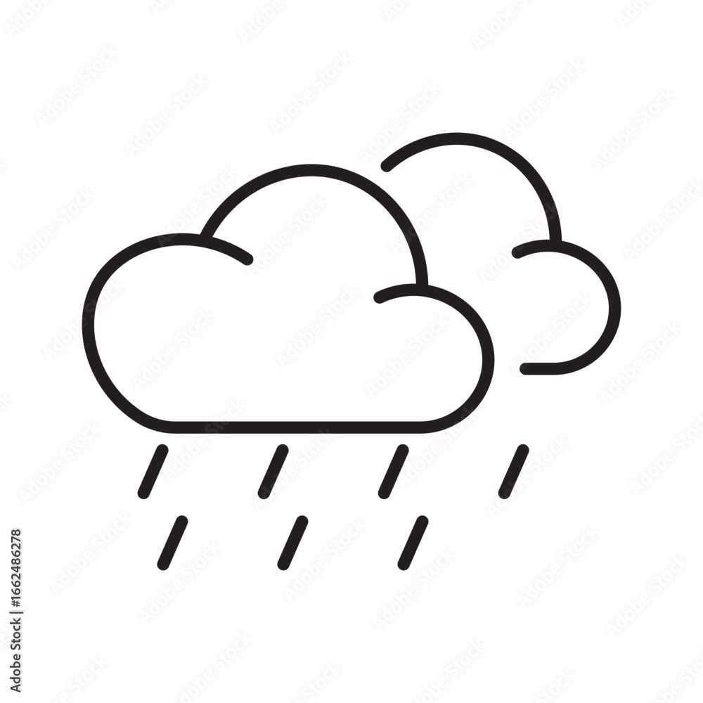 Meteorology symbol with two cloud and rain icons. Ideal for weather forecast graphics, mobile apps, educational materials, and website design. Meteorology symbol with two cloud and rain icons. Ideal for weather forecast graphics, mobile apps, educational materials, and website design.
