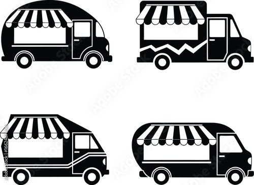 Food Truck Icons silhouette Illustration