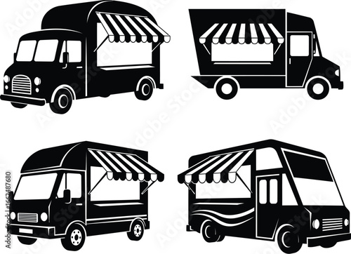 Food Truck Icons silhouette Illustration