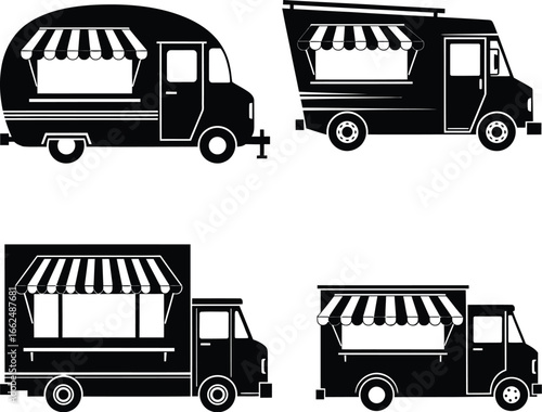 Food Truck Icons silhouette Illustration