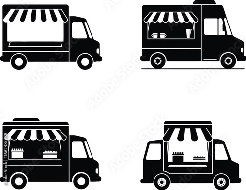 Food Truck Icons silhouette Illustration