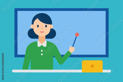 Teacher Presenting Lesson on Video Conference