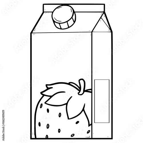 strawberry juice box ready to drink illustration hand drawn outline vector